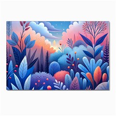 Nature Night Bushes Flowers Leaves Clouds Landscape Berries Story Fantasy Wallpaper Background Sampl Postcard 4 x 6  (pkg Of 10) by Maspions