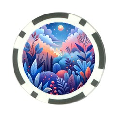 Nature Night Bushes Flowers Leaves Clouds Landscape Berries Story Fantasy Wallpaper Background Sampl Poker Chip Card Guard by Maspions