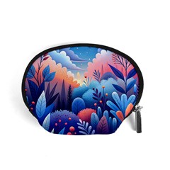 Nature Night Bushes Flowers Leaves Clouds Landscape Berries Story Fantasy Wallpaper Background Sampl Accessory Pouch (small) by Maspions