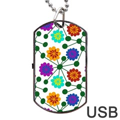 Bloom Plant Flowering Pattern Dog Tag Usb Flash (one Side) by Maspions