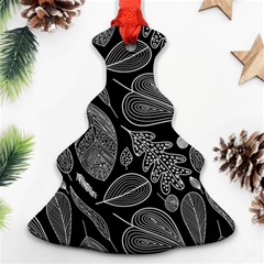 Leaves Flora Black White Nature Ornament (christmas Tree)  by Maspions