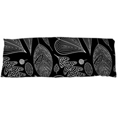 Leaves Flora Black White Nature Body Pillow Case (dakimakura) by Maspions