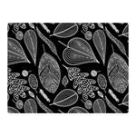 Leaves Flora Black White Nature Two Sides Premium Plush Fleece Blanket (Mini) 35 x27  Blanket Front