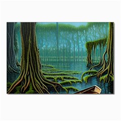 Boat Canoe Swamp Bayou Roots Moss Log Nature Scene Landscape Water Lake Setting Abandoned Rowboat Fi Postcard 4 x 6  (pkg Of 10) by Posterlux