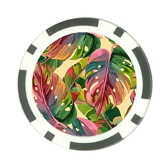 Monstera Colorful Leaves Foliage Poker Chip Card Guard by Maspions