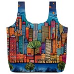 City New York Nyc Skyscraper Skyline Downtown Night Business Urban Travel Landmark Building Architec Full Print Recycle Bag (XXL) Back
