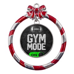 Gym Mode Metal Red Ribbon Round Ornament by Store67