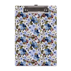 Blue Flowers A5 Acrylic Clipboard by DinkovaArt