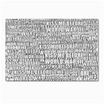 Kiss me before world war 3 typographic motif pattern Postcards 5  x 7  (Pkg of 10) Front