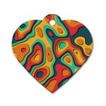 Paper Cut Abstract Pattern Dog Tag Heart (Two Sides) Front