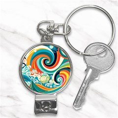 Waves Ocean Sea Abstract Whimsical Nail Clippers Key Chain by Maspions