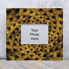 Spiral Symmetry Geometric Pattern Black Backgrond White Wall Photo Frame 5  X 7  by dflcprintsclothing