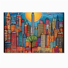 City New York Nyc Skyscraper Skyline Downtown Night Business Urban Travel Landmark Building Architec Postcards 5  X 7  (pkg Of 10) by Posterlux