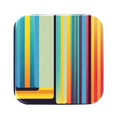 Colorful Rainbow Striped Pattern Stripes Background Square Metal Box (black) by Ket1n9