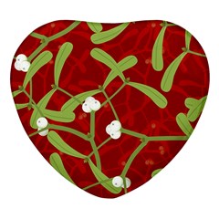 Mistletoe Christmas Texture Advent Heart Glass Fridge Magnet (4 Pack) by Hannah976