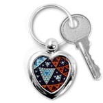 Fractal Triangle Geometric Abstract Pattern Key Chain (Heart) Front