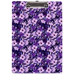 Purple Flowers 001 Purple Flowers 02 A4 Acrylic Clipboard by DinkovaArt