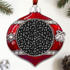 Chalk Music Notes Signs Seamless Pattern Metal Snowflake And Bell Red Ornament by Ravend