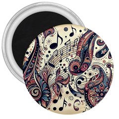 Paisley Print Musical Notes8 3  Magnets by RiverRootz