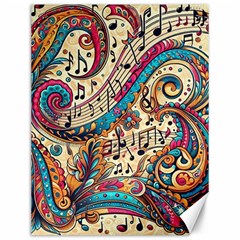 Paisley Print Musical Notes Canvas 12  X 16  by RiverRootz