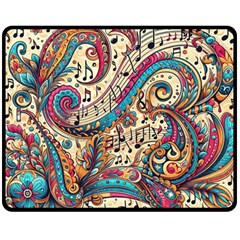 Paisley Print Musical Notes Two Sides Fleece Blanket (medium) by RiverRootz