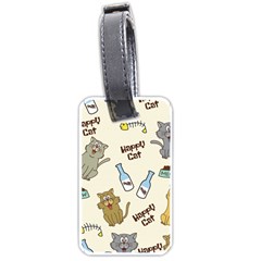 Happy Cats Pattern Background Luggage Tag (one Side) by Grandong