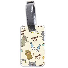 Happy Cats Pattern Background Luggage Tag (two Sides) by Grandong