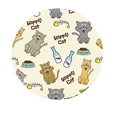 Happy Cats Pattern Background Mini Round Pill Box by Grandong