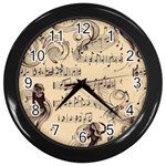 Musical Swirls Ladies Wall Clock (Black) Front