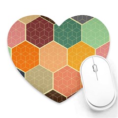 Abstract Hex Hexagon Grid Pattern Honeycomb Heart Mousepad by Proyonanggan