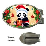 Schwarz Pandaweihnachten300dpi Money Clips (Oval)  Front