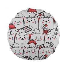 Cute Cat Chef Cooking Seamless Pattern Cartoon Standard 15  Premium Round Cushions by Bedest