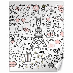 Big Collection With Hand Drawn Objects Valentines Day Canvas 18  X 24  by Bedest