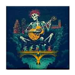 Grateful Dead Singing Skeleton Tile Coaster by Bedest