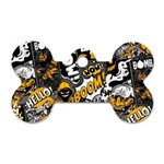 Boom Bang Art Crazy Drawing Graffiti Hello Retro Sayings Yellow Dog Tag Bone (One Side) Front