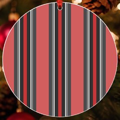 Dunkelrot4 Rosa Grau Streifen Dunkelrot3 Uv Print Acrylic Ornament Round by 2607694c