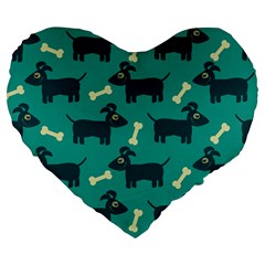 Happy Dogs Animals Pattern Large 19  Premium Heart Shape Cushions by Ket1n9