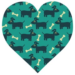 Happy Dogs Animals Pattern Wooden Puzzle Heart by Ket1n9