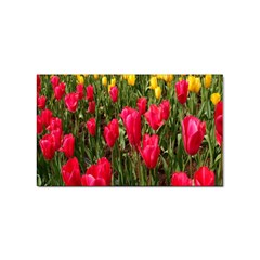 Yellow Pink Red Flowers Sticker Rectangular (100 Pack) by Azkajaya