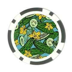 Seamless Pattern With Cucumber Slice Flower Colorful Hand Drawn Background With Vegetables Wallpaper Poker Chip Card Guard (10 Pack) by Ket1n9