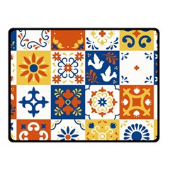 Mexican Talavera Pattern Ceramic Tiles With Flower Leaves Bird Ornaments Traditional Majolica Style Fleece Blanket (small) by Ket1n9