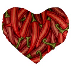 Seamless-chili-pepper-pattern Large 19  Premium Flano Heart Shape Cushions by Ket1n9