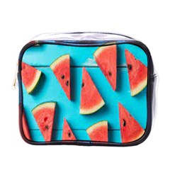 Watermelon Blue Background Mini Toiletries Bag (one Side) by Azkajaya