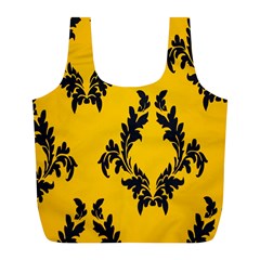 Yellow Regal Filagree Pattern Full Print Recycle Bag (l) by Azkajaya