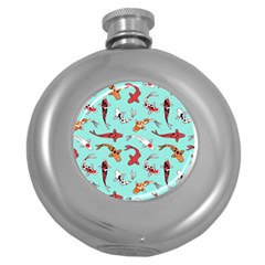 Pattern With Koi Fishes Round Hip Flask (5 Oz) by Ket1n9