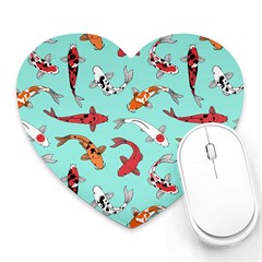 Pattern With Koi Fishes Heart Mousepad by Ket1n9