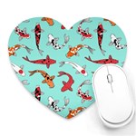 Pattern With Koi Fishes Heart Mousepad Front