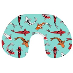 Pattern With Koi Fishes Travel Neck Pillow by Ket1n9