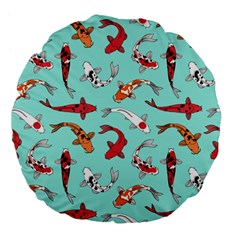 Pattern With Koi Fishes Large 18  Premium Flano Round Cushions by Ket1n9