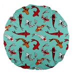 Pattern With Koi Fishes Large 18  Premium Flano Round Cushions Back